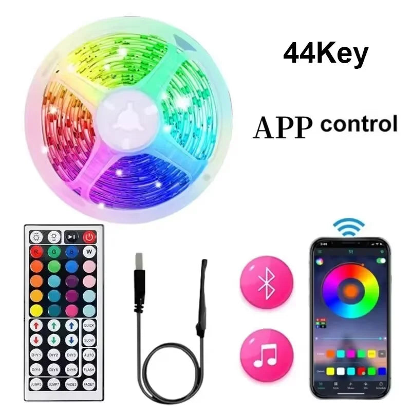 DC 5V USB LED Strip Lights APP Control Color Changing 5050 RGB Led Light Flexible Lamp Tape for Room Decoration Party Atmosphere